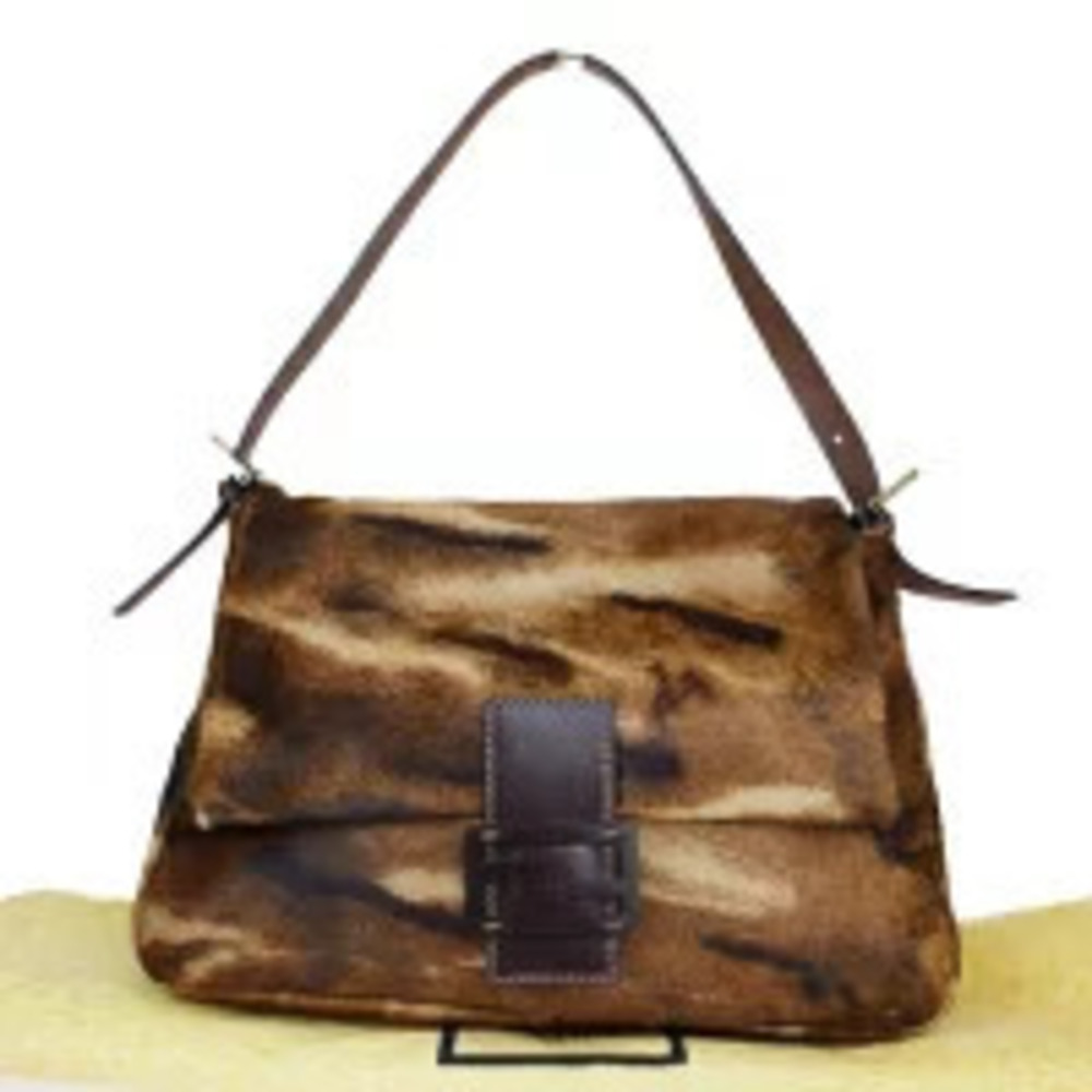 Fendi Mamma Bucket Shoulder Bag Brown Calfskin Leather